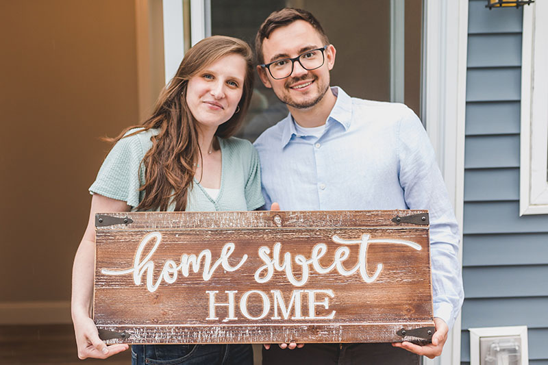 Young couple moving into their new home